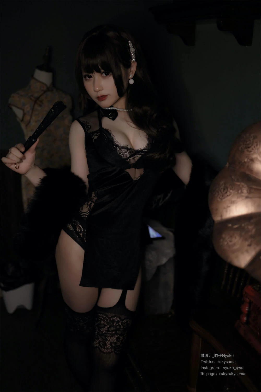 图片[4]-Nyako喵子 贵妇黑旗袍 [65P]-黑狗写真局