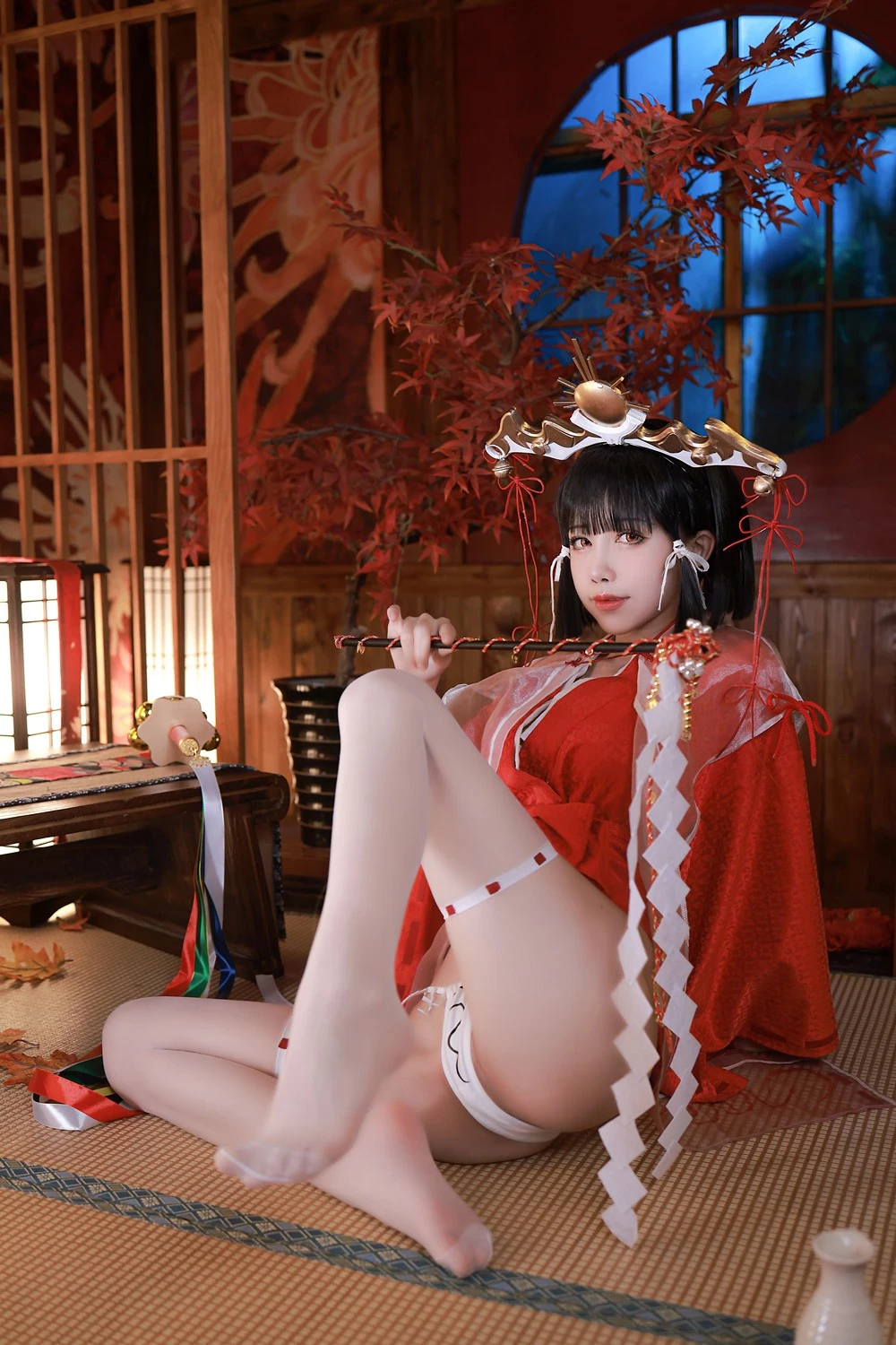 水淼Aqua-黑獸輝夜巫女[97P]